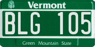 VT license plate BLG105