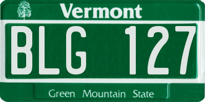 VT license plate BLG127