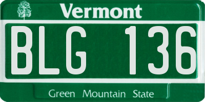 VT license plate BLG136