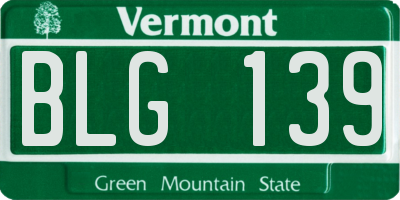 VT license plate BLG139