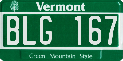 VT license plate BLG167