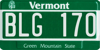 VT license plate BLG170