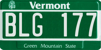 VT license plate BLG177