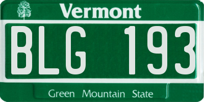VT license plate BLG193