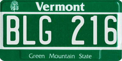 VT license plate BLG216