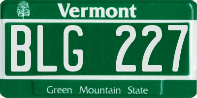 VT license plate BLG227