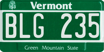 VT license plate BLG235