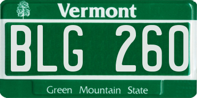 VT license plate BLG260