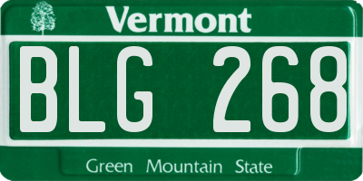 VT license plate BLG268