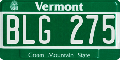 VT license plate BLG275