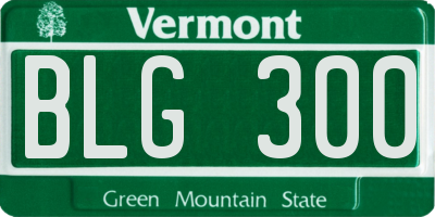 VT license plate BLG300