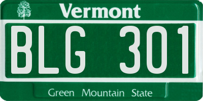 VT license plate BLG301