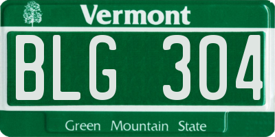 VT license plate BLG304