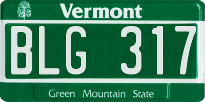 VT license plate BLG317