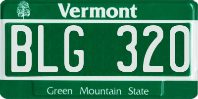 VT license plate BLG320