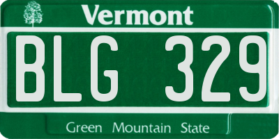VT license plate BLG329