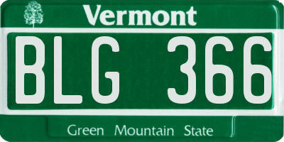 VT license plate BLG366