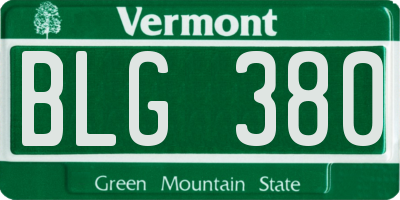 VT license plate BLG380