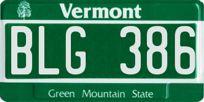 VT license plate BLG386