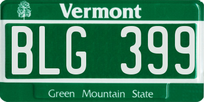 VT license plate BLG399