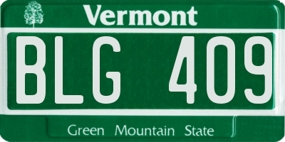 VT license plate BLG409