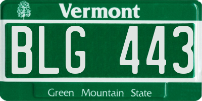VT license plate BLG443