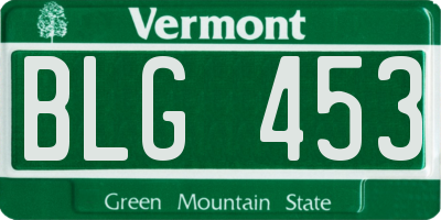 VT license plate BLG453