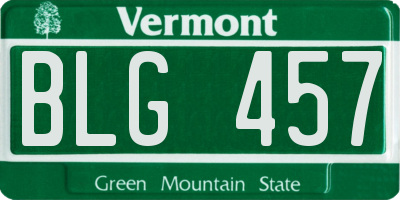 VT license plate BLG457