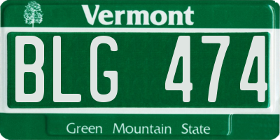 VT license plate BLG474