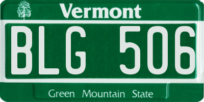VT license plate BLG506