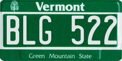 VT license plate BLG522