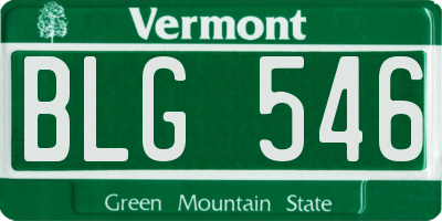 VT license plate BLG546