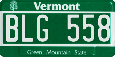 VT license plate BLG558