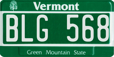 VT license plate BLG568