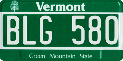 VT license plate BLG580