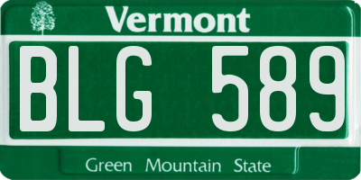 VT license plate BLG589