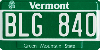 VT license plate BLG840