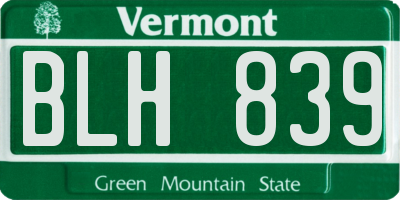 VT license plate BLH839