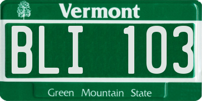 VT license plate BLI103
