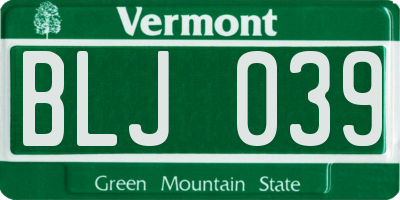 VT license plate BLJ039