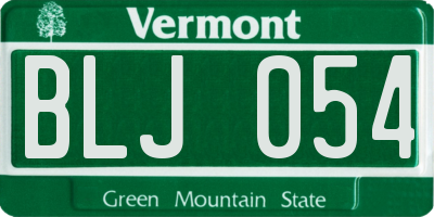 VT license plate BLJ054