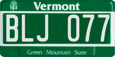 VT license plate BLJ077