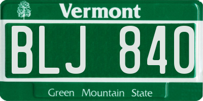 VT license plate BLJ840