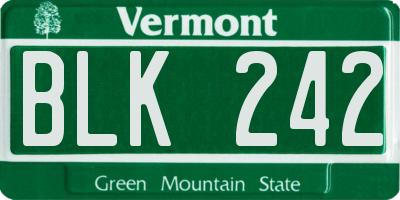 VT license plate BLK242