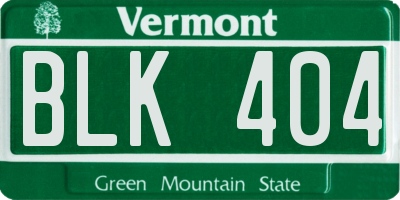 VT license plate BLK404