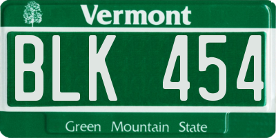 VT license plate BLK454