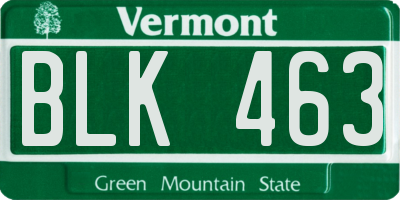 VT license plate BLK463