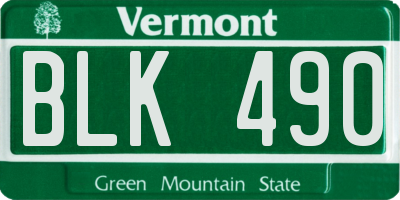 VT license plate BLK490