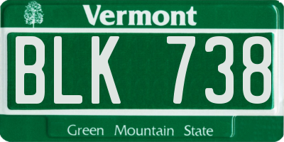 VT license plate BLK738