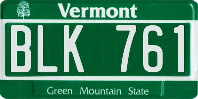 VT license plate BLK761